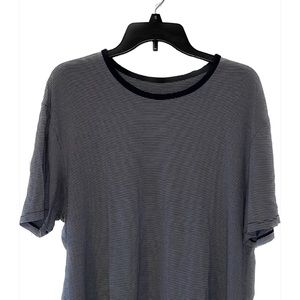 5 year basic short sleeve shirt XL navy blue stripes